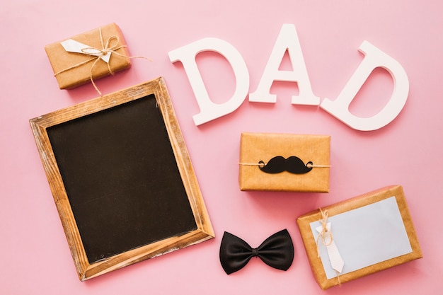 Free photo creative composition for fathers day with slate