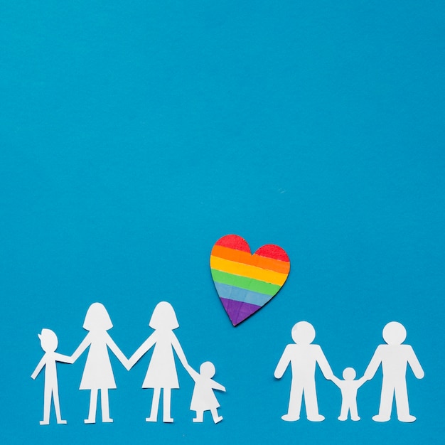 Free photo creative composition of lgbt family concept with copy space