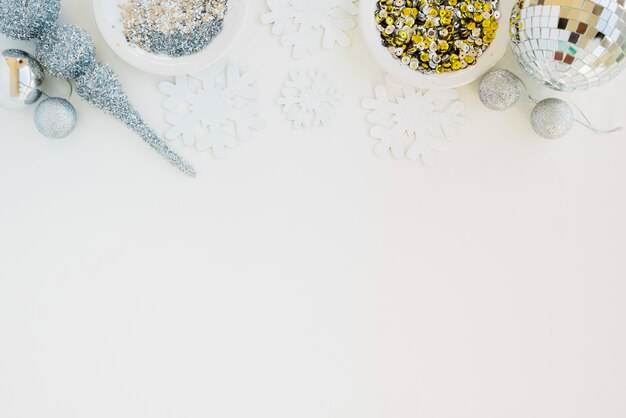 Creative composition of sparkles and confetti