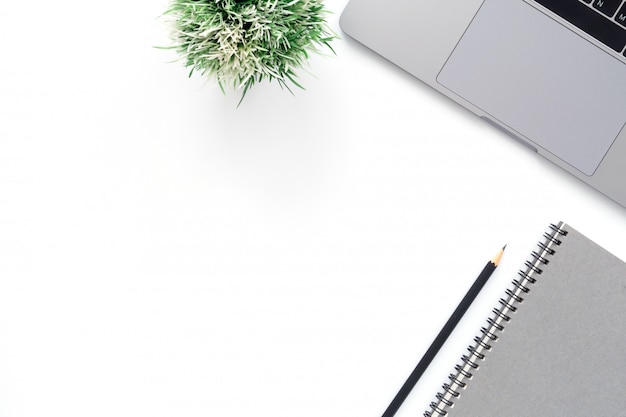 Creative flat lay photo of workspace desk