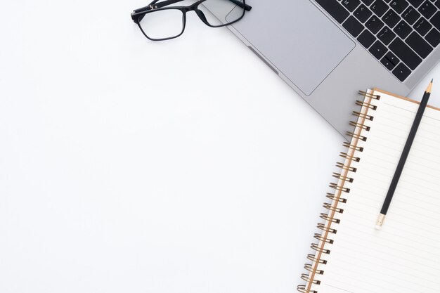 Creative flat lay photo of workspace desk