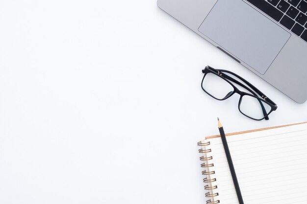 Creative flat lay photo of workspace desk