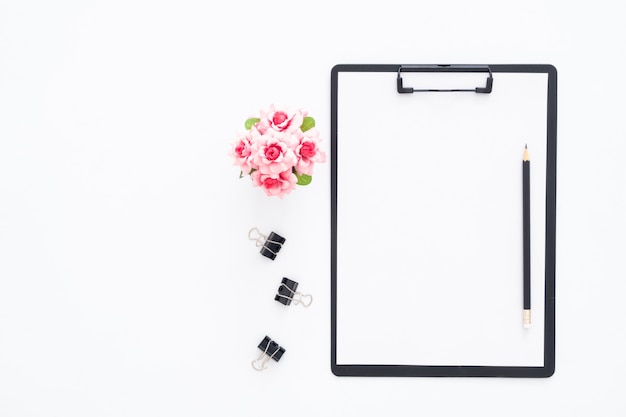 Creative flat lay photo of workspace desk