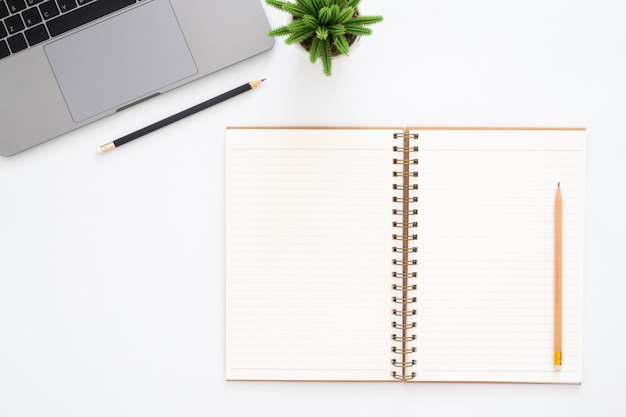 Creative flat lay photo of workspace desk