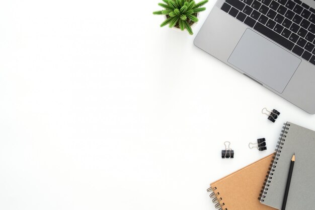 Creative flat lay photo of workspace desk