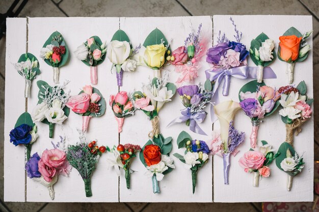 "Creative floral buttonholes"