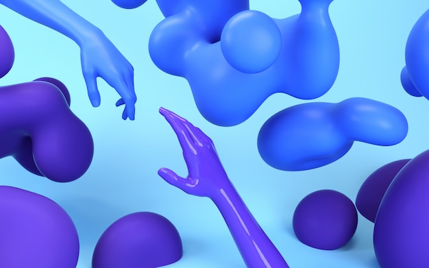 크리 에이 티브 손 3d 그림 추상 액체 다채로운 모양입니다.