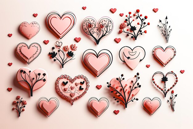 Free photo creative hearts postcard design for valentines day