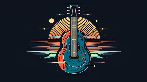 Creative illustration with electric guitar generative AI