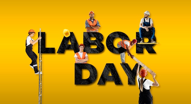 Creative labor day banner composition