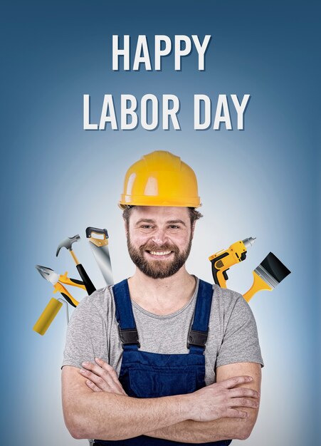 Creative labor day banner composition