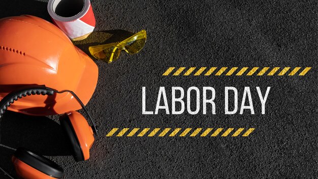 Creative labor day banner composition