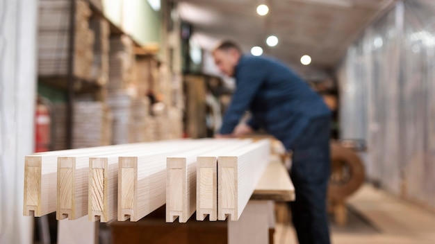 Free photo creative man working in a woodshop