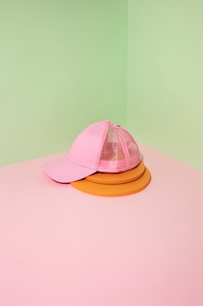 Free photo creative trucker hat still life