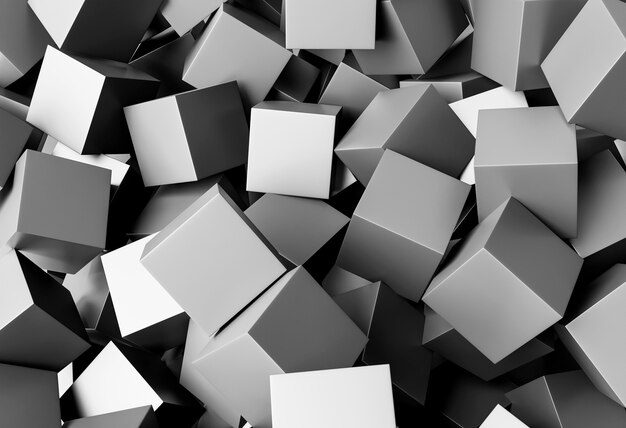 Creative wallpaper with grey cubes