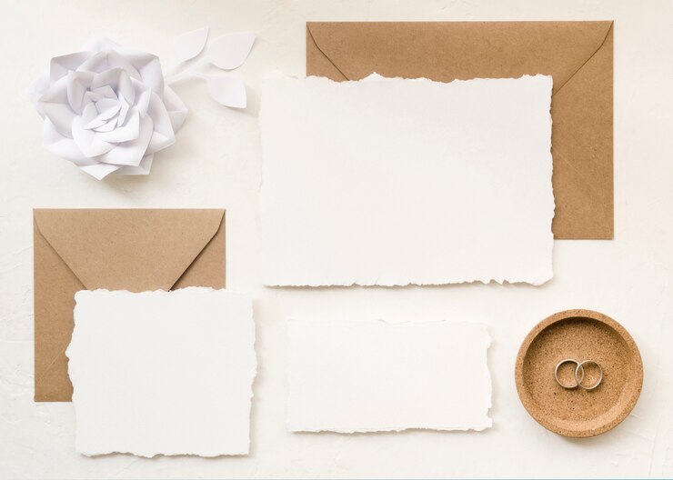 Free Photo creative wedding stationery flat lay