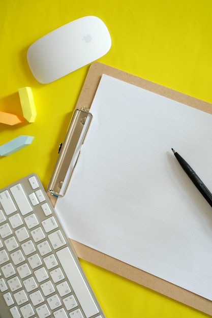 Creative workspace desk with notebook