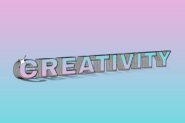 Creativity layered style typography on colorful background