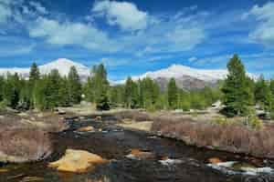 Foto gratuita insenatura e montagna di neve con nuvole in yosemite.