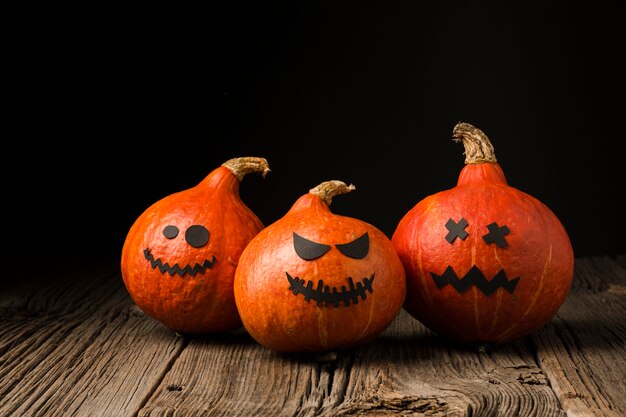 Creepy halloween pumpkins front view