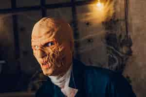 Foto gratuita uomo creepy in maschera viso