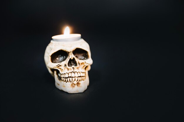 Creepy skull candlestick