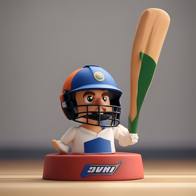 Free photo cricket player with bat and ball 3d illustration