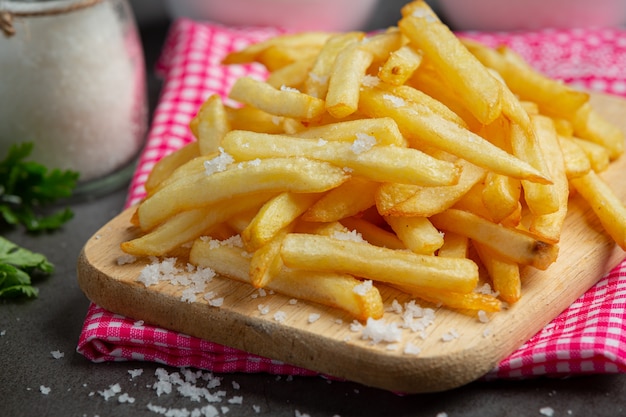 Free photo crispy french fries with ketchup and mayonnaise.