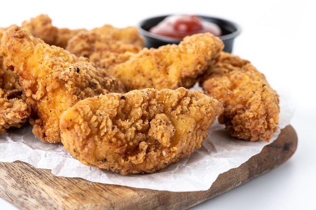 Crispy Kentucky fried chicken on cutting board