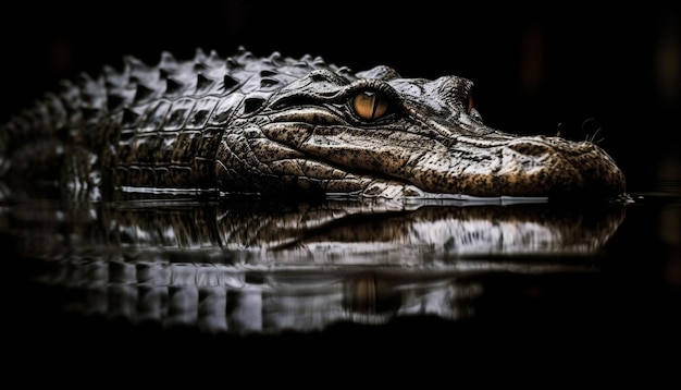 Free photo crocodile resting in swamp danger lurking nearby generative ai