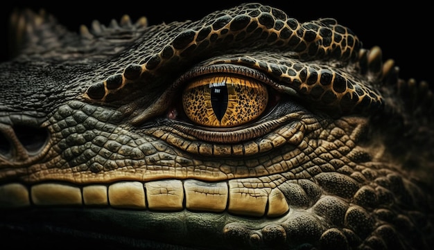 Crocodile scales and teeth showcase nature danger generated by AI