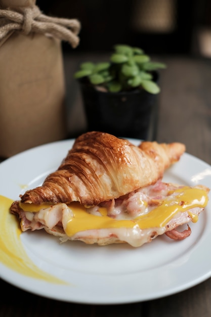 croissant  bacon with mustard