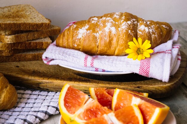 Croissant and flower