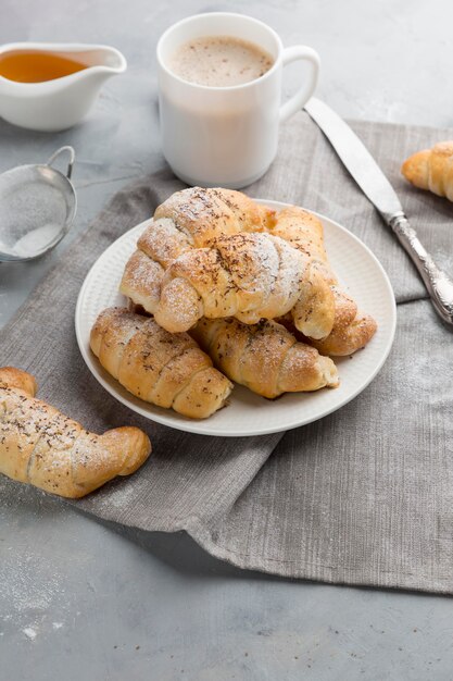 Croissant on white plate