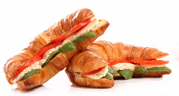 Croissant with basil, tomato and mozzarella