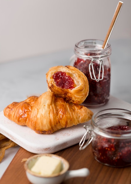 Croissants filled with wild berry jam