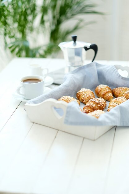 Croissants on a table