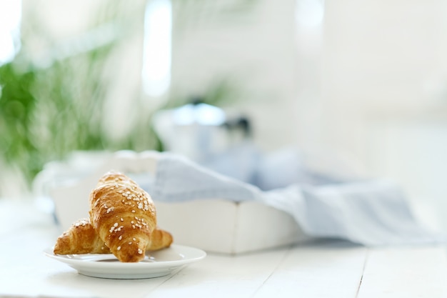 Croissants on a table