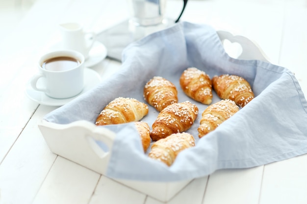 Free photo croissants on a tray