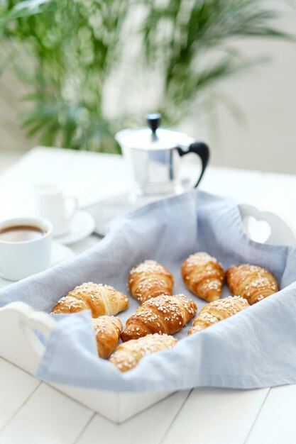 Croissants on a tray