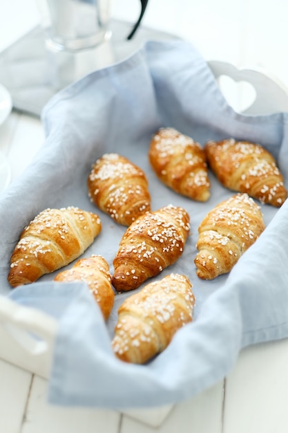 Croissants on a tray