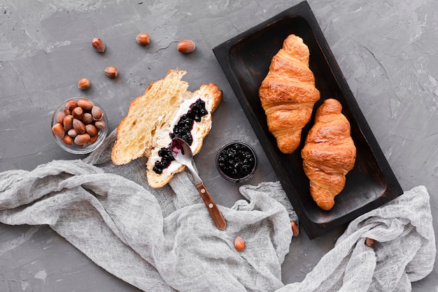 Croissants with blueberry jam