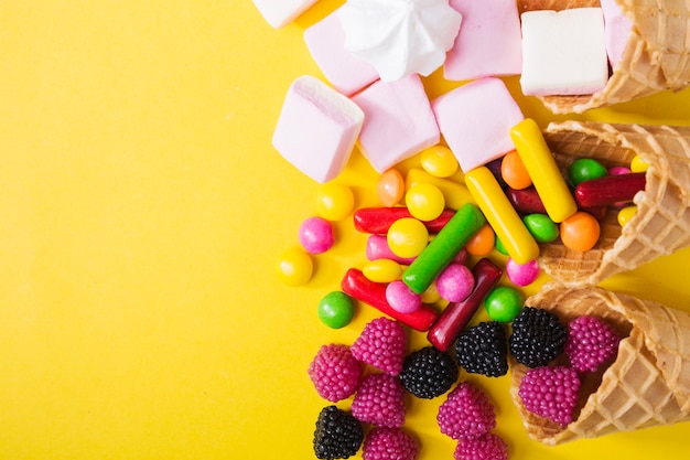 Crop cones with sweets