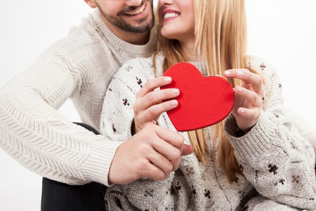 Crop couple with pretty heart