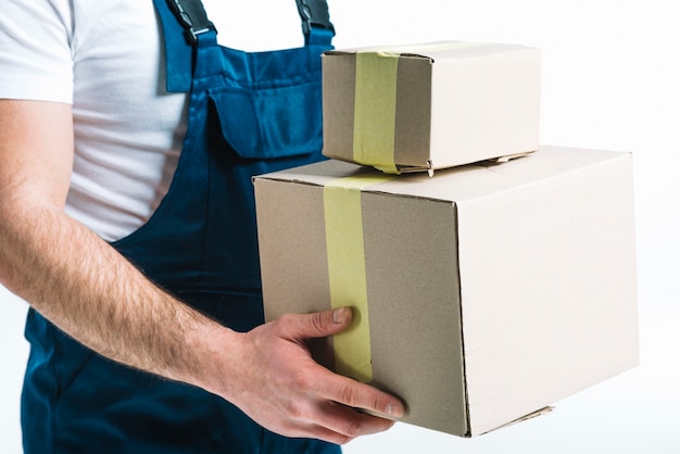 Crop delivery man with sealed parcels