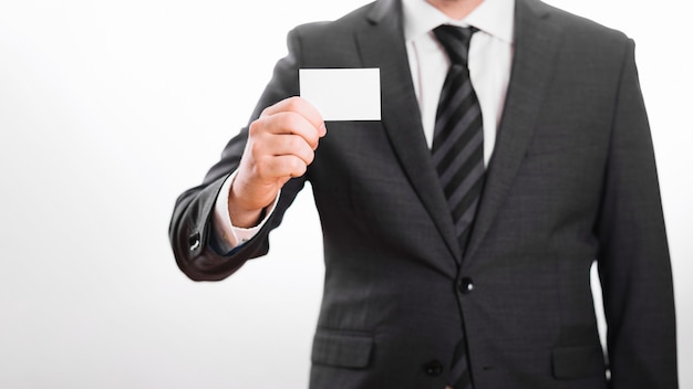 Free photo crop employee with business card