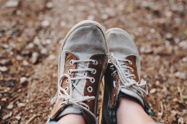 Crop feet on ground