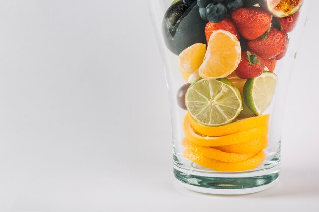 Crop glass with fruits