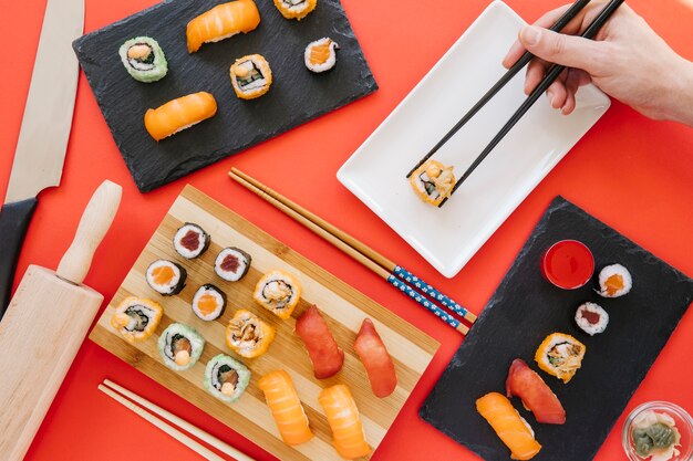 crop hand holding nice roll