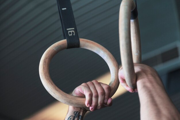 Crop hands on gymnastic rings